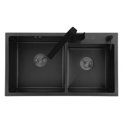 Black Kitchen Double Sink - Image 3